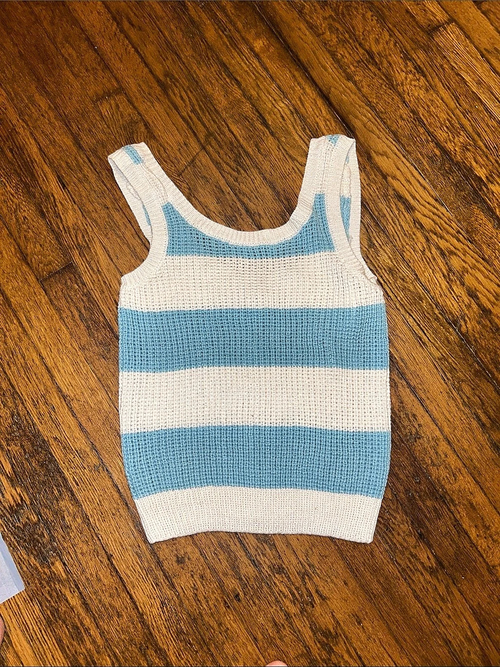 BonnieRella Striped Knit Tank Top in Blue & White Size Medium NWT
